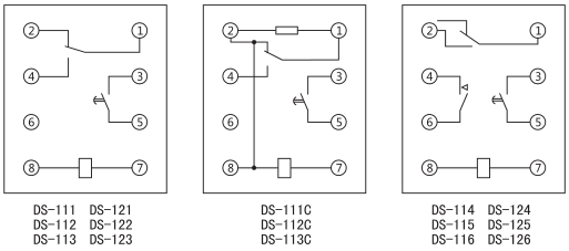 DS-113时间继电器内部接线及外引接线图(背视图)图片