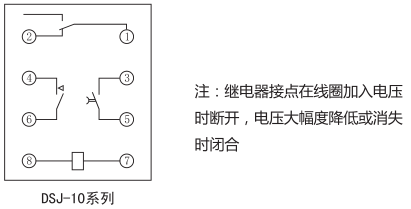 DSJ-12断电延时时间继电器内部接线及外引接线图(背视图)图片
