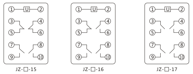 JZY（J)-203X静态中间继电器内部接线图及外引接线图
